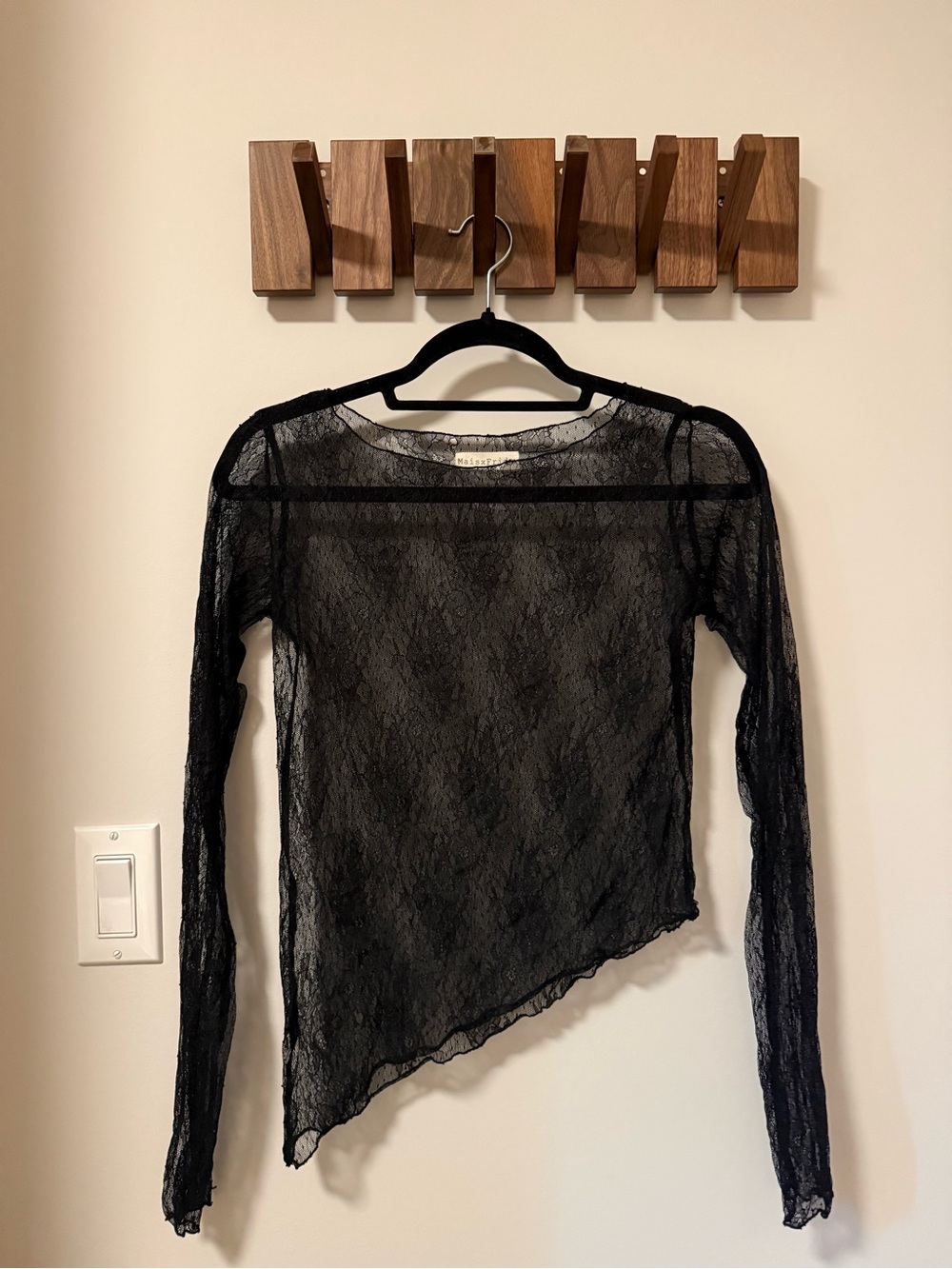 Sheer Black Lace Long-Sleeve Top MaisxFrida